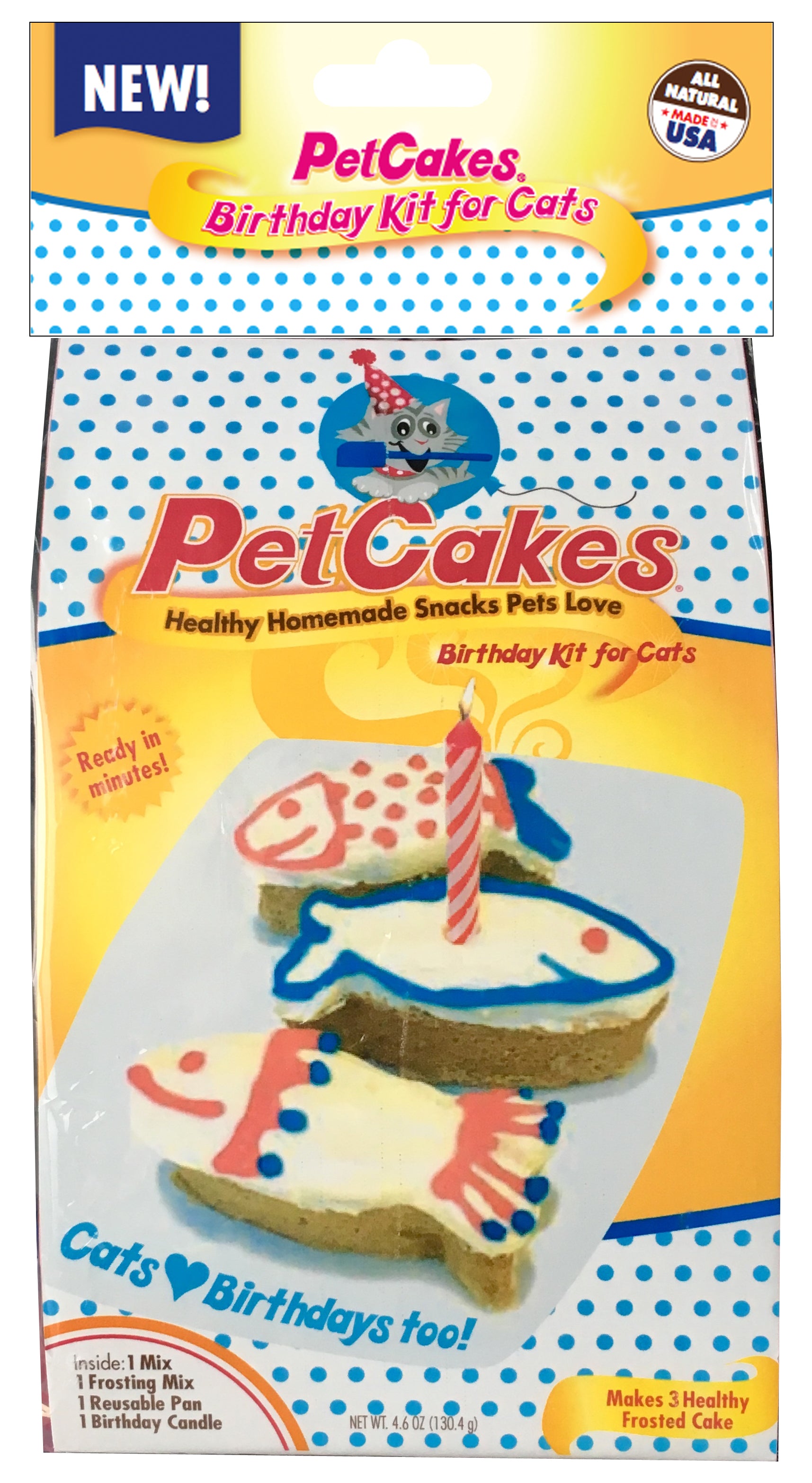 Cat Birthday Cake Kit 3 Small Cakes Candle Cheese Flavor