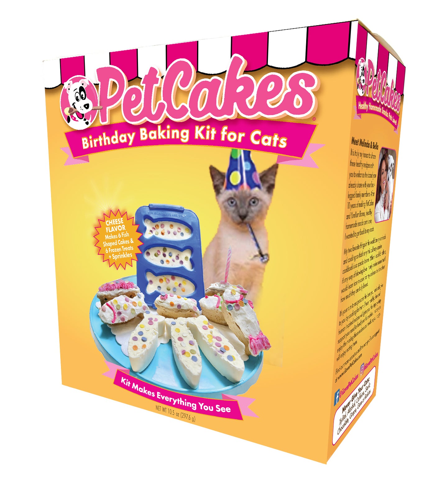 Birthday Baking Kit for Cats - 6 Cakes + 6 Ice Cream + Candle & Sprinkles