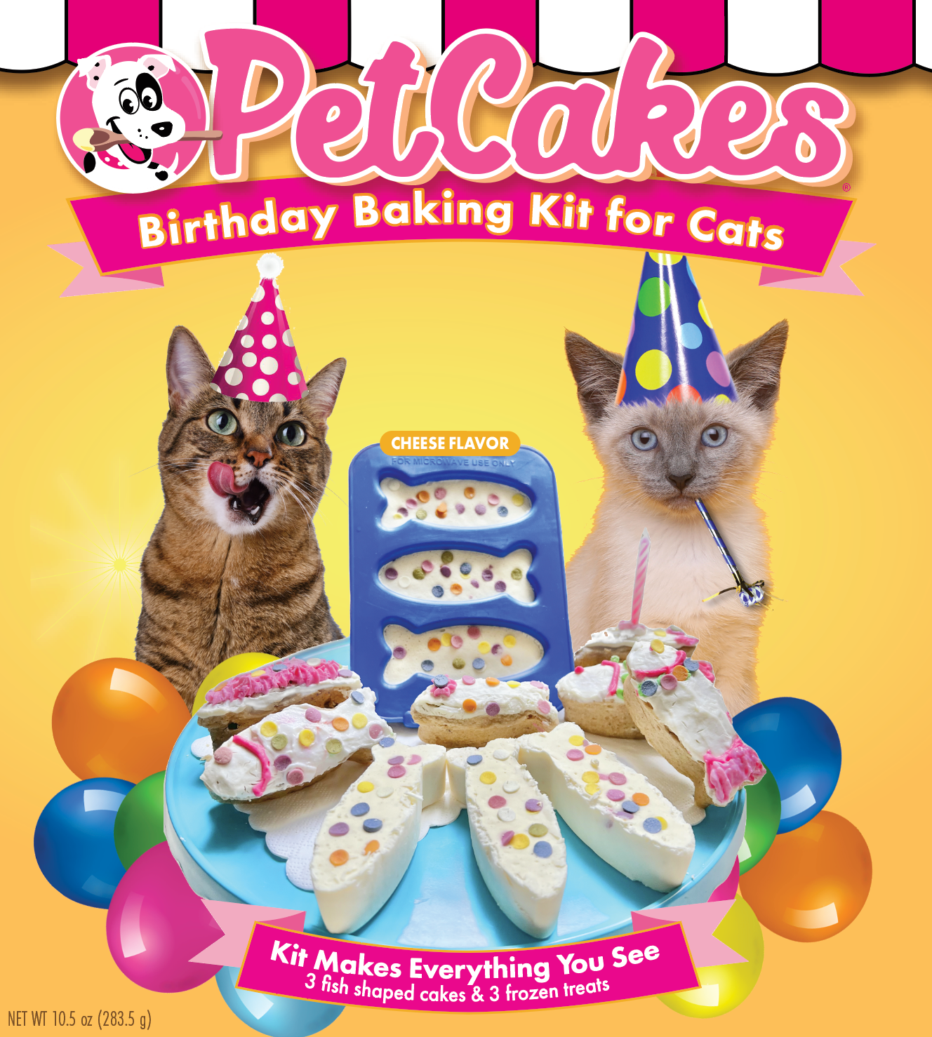 Birthday Baking Kit for Cats - 6 Cakes + 6 Ice Cream + Candle & Sprinkles
