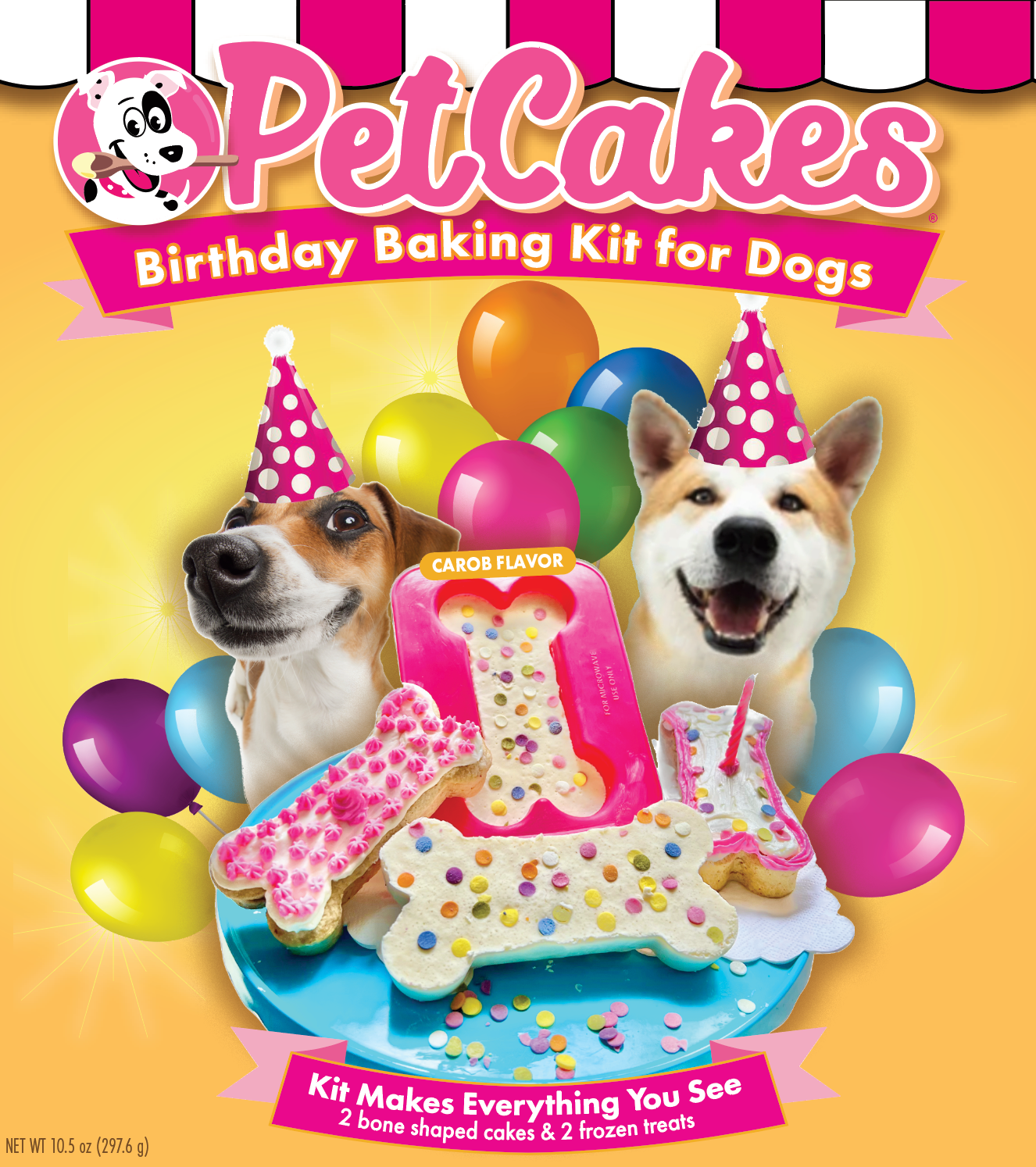 Birthday Baking Kit for Dogs - 2 cakes + 2 ice cream + candle